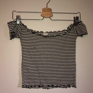 John Galt Stripped Off the Shoulder Top